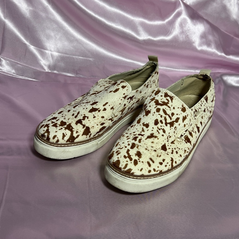 cow print slip on shoes